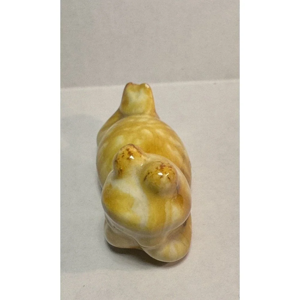 Ceramic Drip Glazed Frog Gold‎ and white Figurine